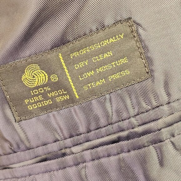 80s Jean Baptiste Caumont 3 Button Sport Coat Navy Taupe Wool Ventless Mens 42R - Picture 11 of 12